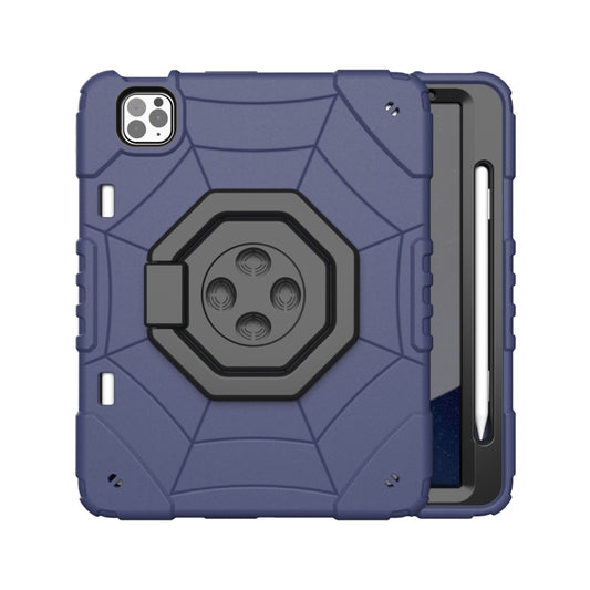 For iPad Pro 11 2022 / 2021 / 2020 Spider Turntable Handle Stress Relief Tablet Case(Navy Blue Black) - iPad Pro 11 (2022/2021) Cases by buy2fix | Online Shopping UK | buy2fix