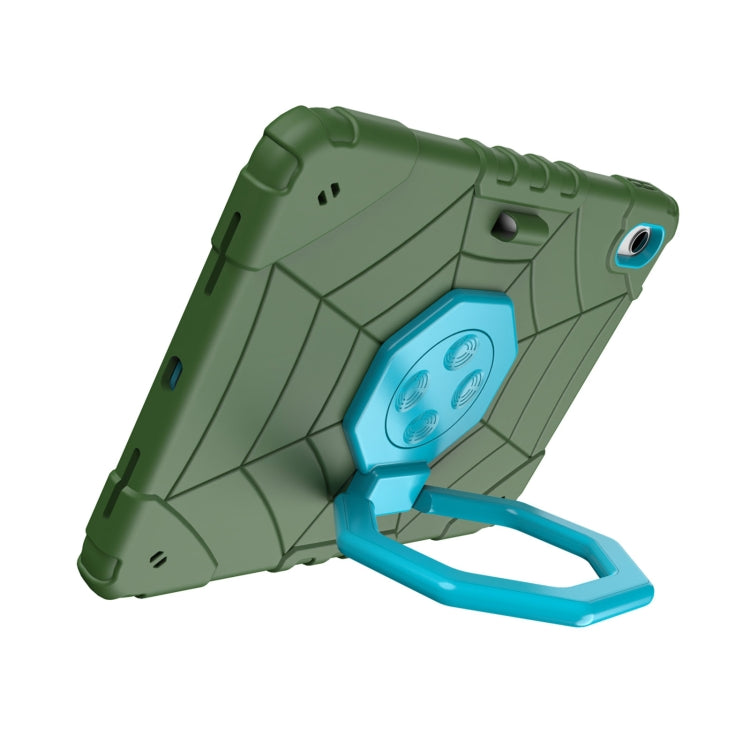 For iPad 2025 / 2022 Spider Turntable Handle Stress Relief Tablet Case(Army Green Blue) - iPad 2025 / 2022 Cases by buy2fix | Online Shopping UK | buy2fix