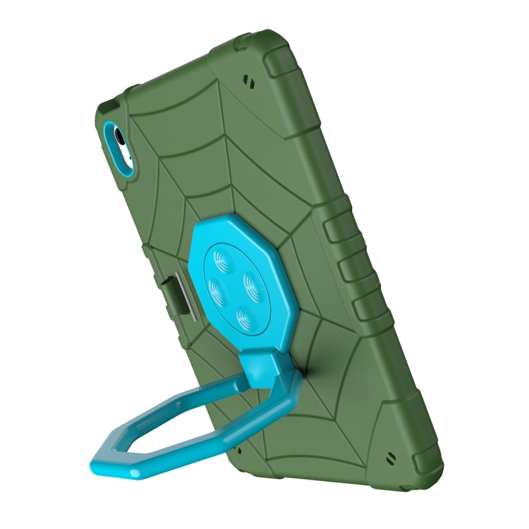 For iPad 2025 / 2022 Spider Turntable Handle Stress Relief Tablet Case(Army Green Blue) - iPad 2025 / 2022 Cases by buy2fix | Online Shopping UK | buy2fix