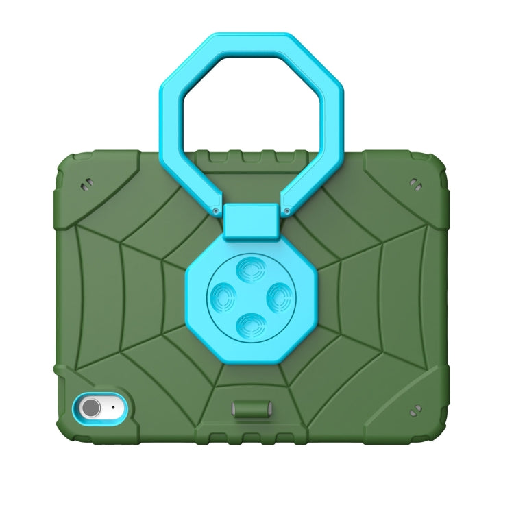 For iPad 2025 / 2022 Spider Turntable Handle Stress Relief Tablet Case(Army Green Blue) - iPad 2025 / 2022 Cases by buy2fix | Online Shopping UK | buy2fix