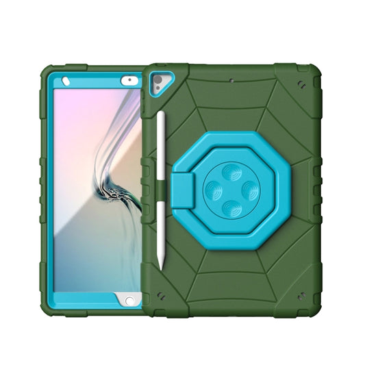 For iPad 10.2 2021 / 2020 / 2019 Spider Turntable Handle Stress Relief Tablet Case(Army Green Blue) - iPad 10.2 Cases by buy2fix | Online Shopping UK | buy2fix