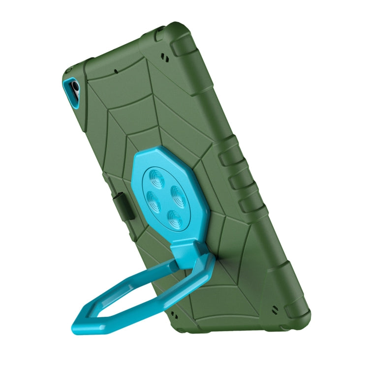 For iPad 10.2 2021 / 2020 / 2019 Spider Turntable Handle Stress Relief Tablet Case(Army Green Blue) - iPad 10.2 Cases by buy2fix | Online Shopping UK | buy2fix
