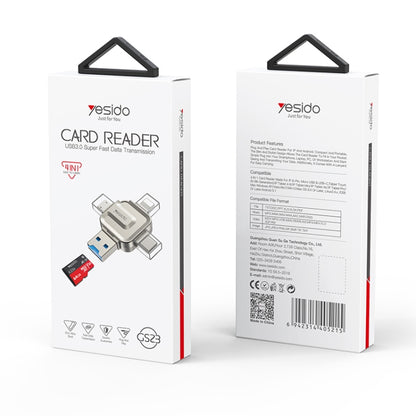 Yesido GS23 USB 3.0 to USB-C / Type-C, Micro USB, 8 Pin 4 in 1 Card Reader(Gold) - U Disk & Card Reader by Yesido | Online Shopping UK | buy2fix