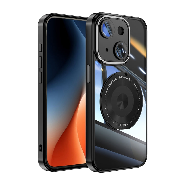 For iPhone 14 360 Holder Magsafe Acrylic Hybrid TPU Phone Case(Black) by buy2fix