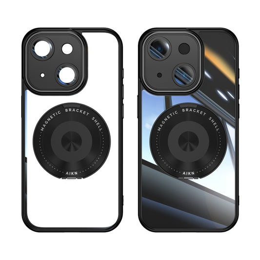 For iPhone 14 360 Holder Magsafe Acrylic Hybrid TPU Phone Case(Black) by buy2fix