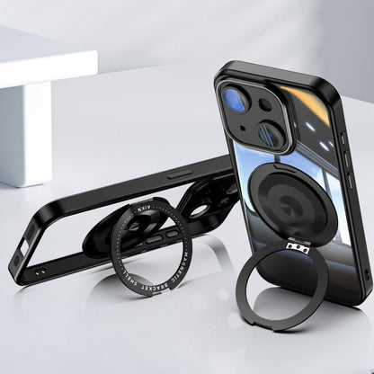 For iPhone 14 360 Holder Magsafe Acrylic Hybrid TPU Phone Case(Black) by buy2fix