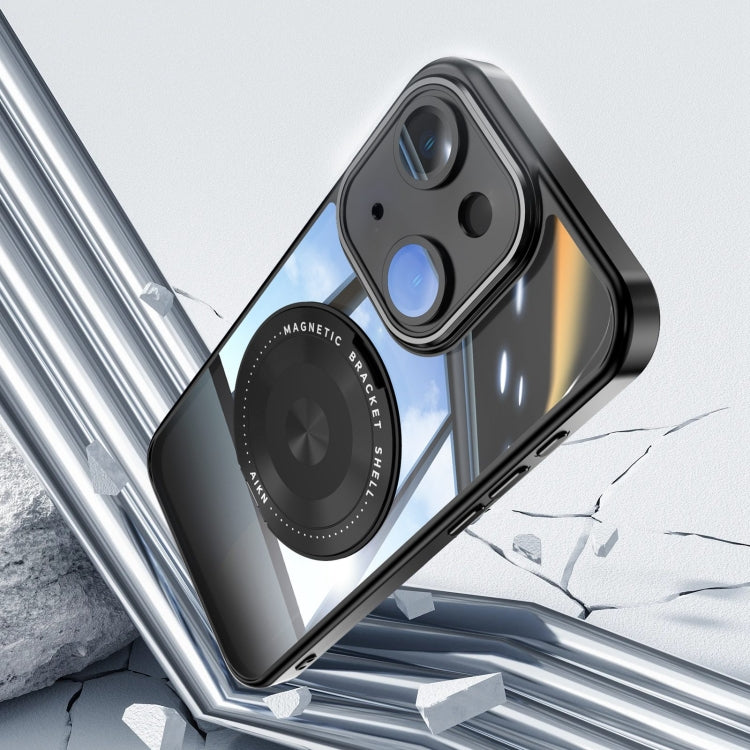 For iPhone 14 360 Holder Magsafe Acrylic Hybrid TPU Phone Case(Black) by buy2fix