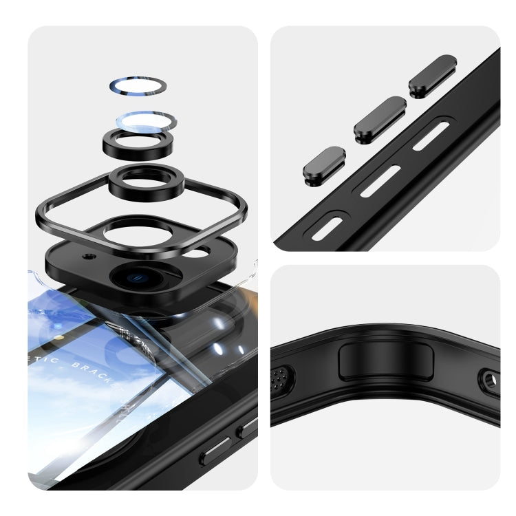 For iPhone 14 360 Holder Magsafe Acrylic Hybrid TPU Phone Case(Black) by buy2fix