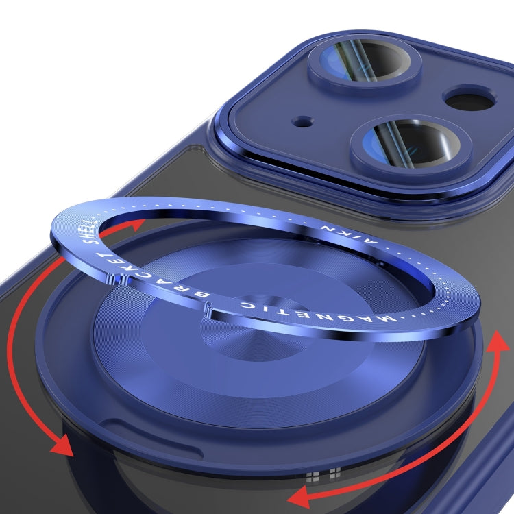 For iPhone 14 360 Holder Magsafe Acrylic Hybrid TPU Phone Case(Blue) by buy2fix