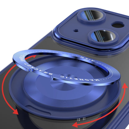 For iPhone 14 360 Holder Magsafe Acrylic Hybrid TPU Phone Case(Blue) by buy2fix