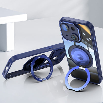For iPhone 14 360 Holder Magsafe Acrylic Hybrid TPU Phone Case(Blue) by buy2fix