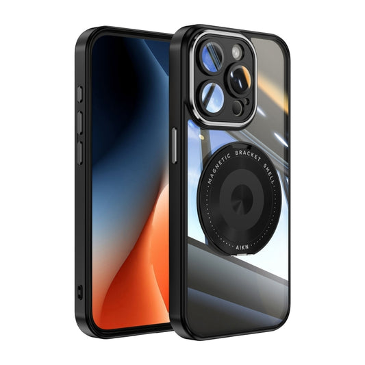 For iPhone 13 Pro Max 360 Holder Magsafe Acrylic Hybrid TPU Phone Case(Black) by buy2fix