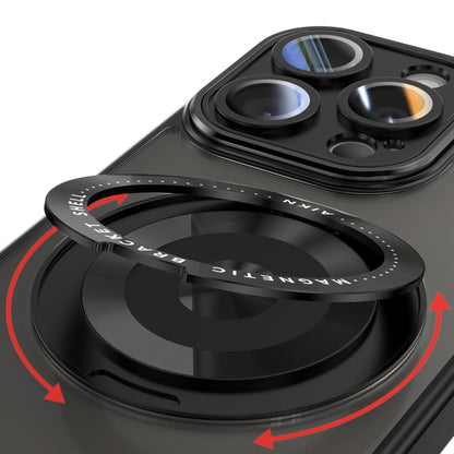 For iPhone 13 Pro Max 360 Holder Magsafe Acrylic Hybrid TPU Phone Case(Black) by buy2fix