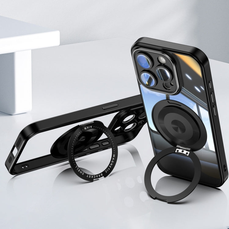 For iPhone 13 Pro Max 360 Holder Magsafe Acrylic Hybrid TPU Phone Case(Black) by buy2fix