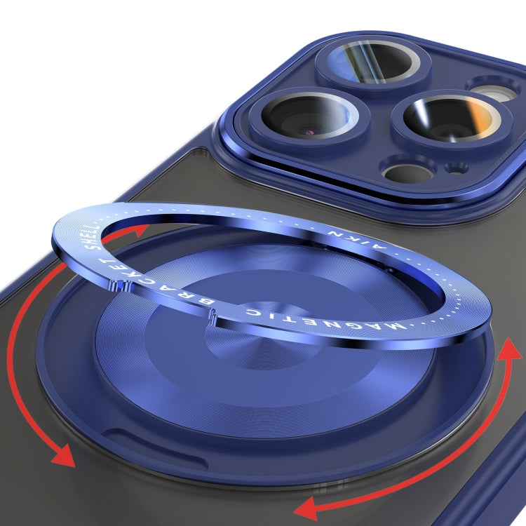 For iPhone 13 Pro 360 Holder Magsafe Acrylic Hybrid TPU Phone Case(Blue) by buy2fix