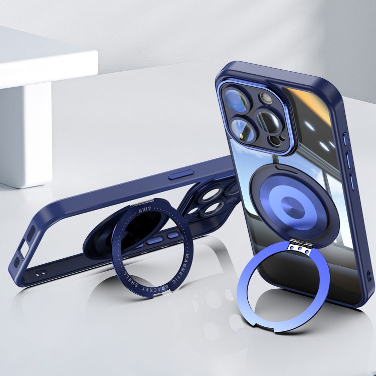 For iPhone 13 Pro 360 Holder Magsafe Acrylic Hybrid TPU Phone Case(Blue) by buy2fix