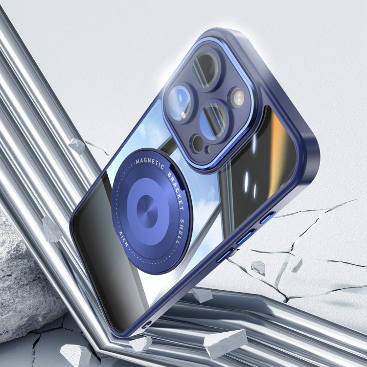 For iPhone 13 Pro 360 Holder Magsafe Acrylic Hybrid TPU Phone Case(Blue) by buy2fix