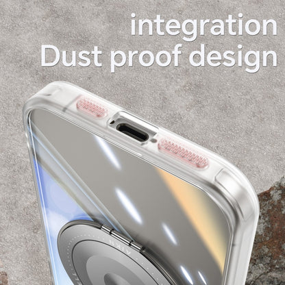 For iPhone 13 360 Holder Magsafe Acrylic Hybrid TPU Phone Case(Frosted White) by buy2fix