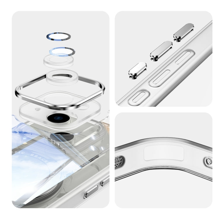For iPhone 13 360 Holder Magsafe Acrylic Hybrid TPU Phone Case(Frosted White) by buy2fix