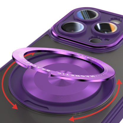 For iPhone 12 Pro 360 Holder Magsafe Acrylic Hybrid TPU Phone Case(Purple) by buy2fix