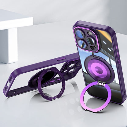 For iPhone 12 Pro 360 Holder Magsafe Acrylic Hybrid TPU Phone Case(Purple) by buy2fix