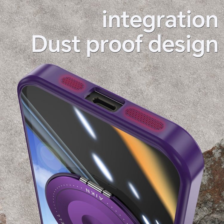 For iPhone 12 Pro 360 Holder Magsafe Acrylic Hybrid TPU Phone Case(Purple) by buy2fix