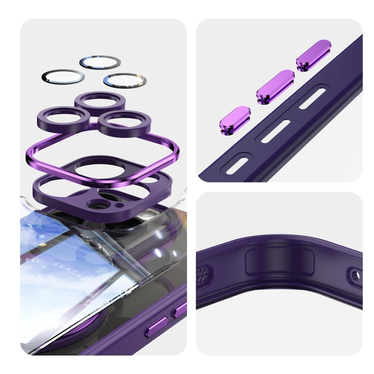 For iPhone 12 Pro 360 Holder Magsafe Acrylic Hybrid TPU Phone Case(Purple) by buy2fix