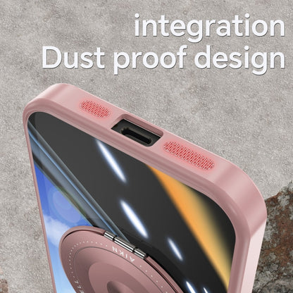 For iPhone 12 Pro Max 360 Holder Magsafe Acrylic Hybrid TPU Phone Case(Pink) by buy2fix