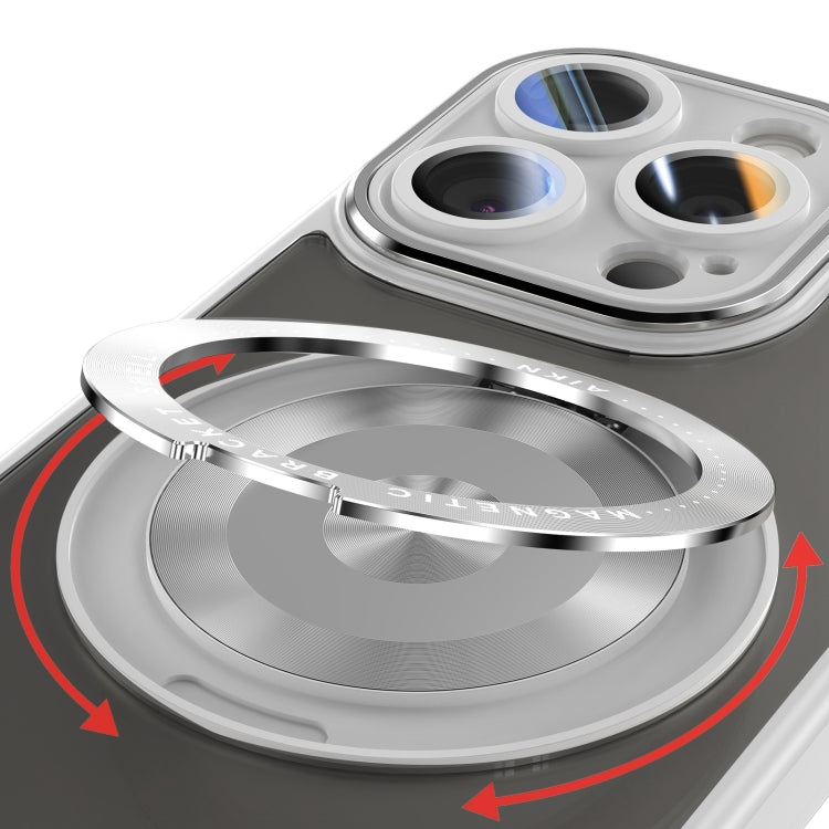 For iPhone 12 Pro Max 360 Holder Magsafe Acrylic Hybrid TPU Phone Case(Grey) by buy2fix