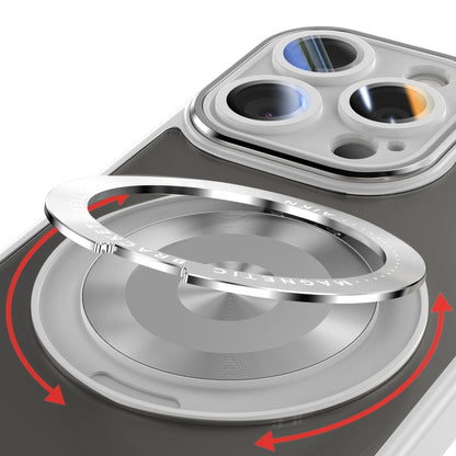 For iPhone 12 Pro Max 360 Holder Magsafe Acrylic Hybrid TPU Phone Case(Grey) by buy2fix