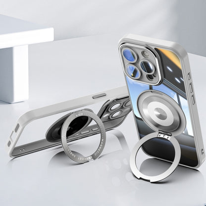 For iPhone 12 Pro Max 360 Holder Magsafe Acrylic Hybrid TPU Phone Case(Grey) by buy2fix