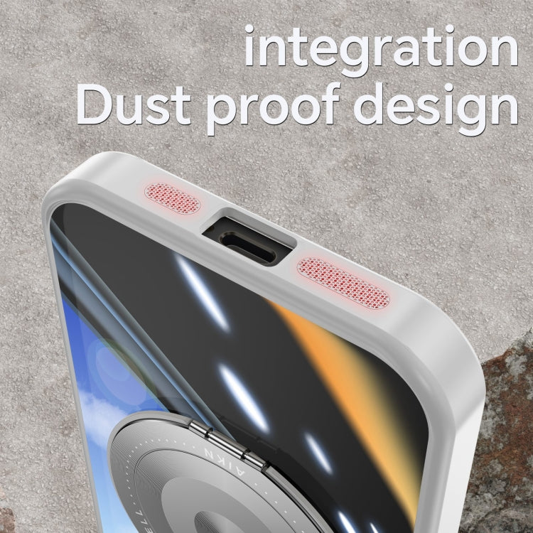 For iPhone 12 Pro Max 360 Holder Magsafe Acrylic Hybrid TPU Phone Case(Grey) by buy2fix