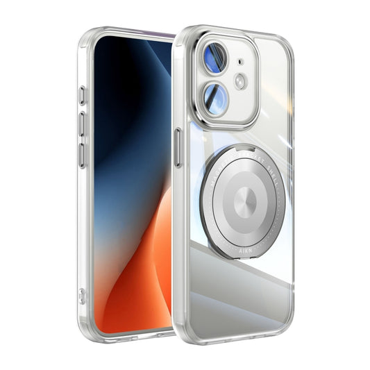 For iPhone 12 360 Holder Magsafe Acrylic Hybrid TPU Phone Case(Frosted White) by buy2fix