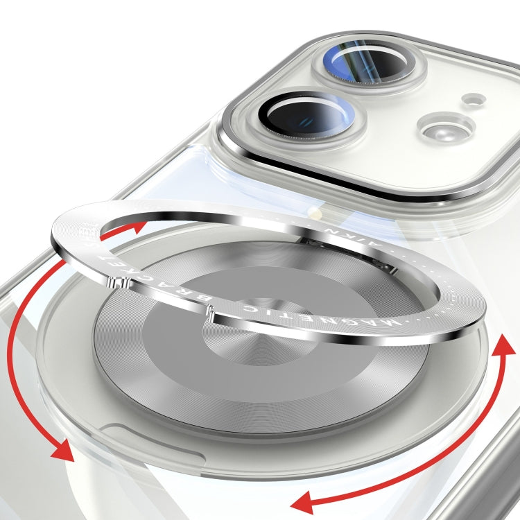 For iPhone 12 360 Holder Magsafe Acrylic Hybrid TPU Phone Case(Frosted White) by buy2fix