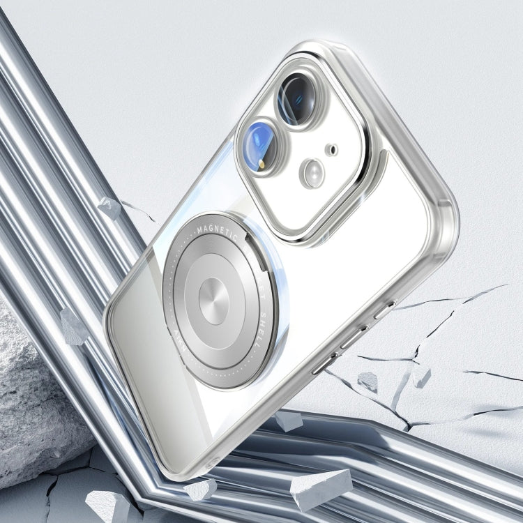 For iPhone 12 360 Holder Magsafe Acrylic Hybrid TPU Phone Case(Frosted White) by buy2fix