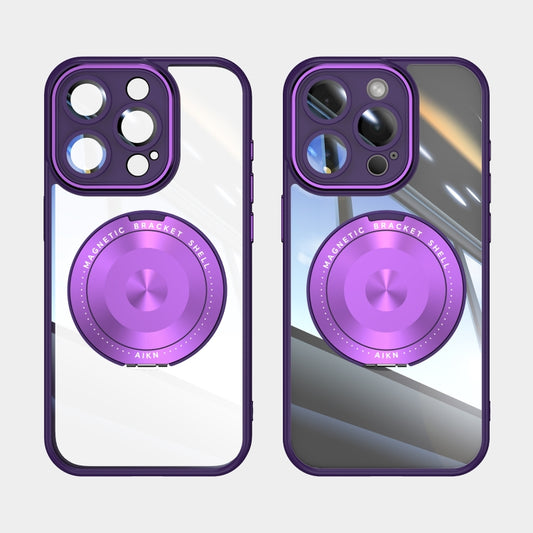 For iPhone 16 Pro 360 Holder Magsafe Acrylic Hybrid TPU Phone Case(Purple) by buy2fix