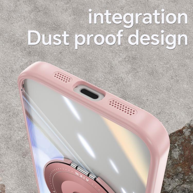 For iPhone 16e 360 Holder Magsafe Acrylic Hybrid TPU Phone Case(Pink) - iPhone 16e Cases by buy2fix | Online Shopping UK | buy2fix