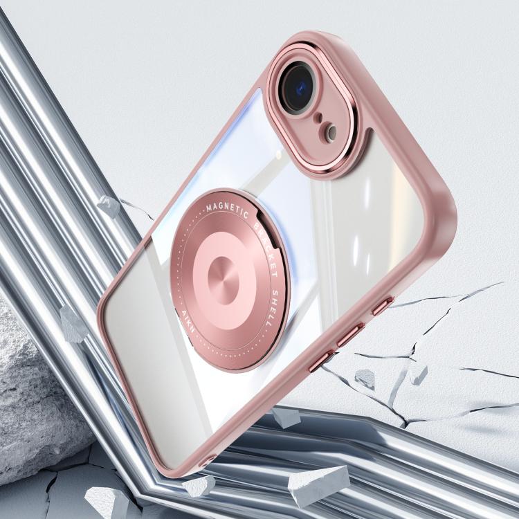 For iPhone 16e 360 Holder Magsafe Acrylic Hybrid TPU Phone Case(Pink) - iPhone 16e Cases by buy2fix | Online Shopping UK | buy2fix