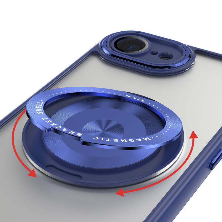 For iPhone 16e 360 Holder Magsafe Acrylic Hybrid TPU Phone Case(Blue) - iPhone 16e Cases by buy2fix | Online Shopping UK | buy2fix