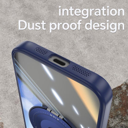 For iPhone 16e 360 Holder Magsafe Acrylic Hybrid TPU Phone Case(Blue) - iPhone 16e Cases by buy2fix | Online Shopping UK | buy2fix