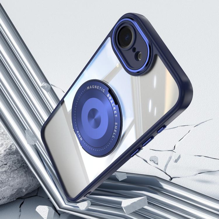 For iPhone 16e 360 Holder Magsafe Acrylic Hybrid TPU Phone Case(Blue) - iPhone 16e Cases by buy2fix | Online Shopping UK | buy2fix