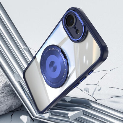 For iPhone 16e 360 Holder Magsafe Acrylic Hybrid TPU Phone Case(Blue) - iPhone 16e Cases by buy2fix | Online Shopping UK | buy2fix