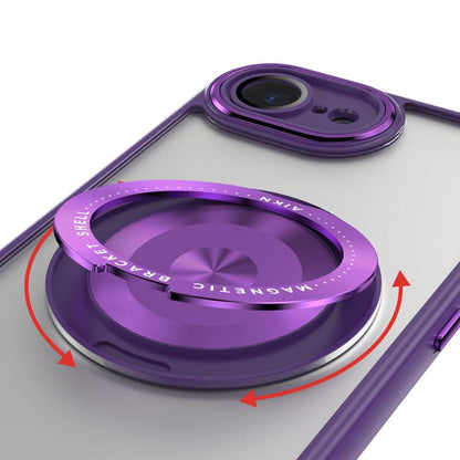 For iPhone 16e 360 Holder Magsafe Acrylic Hybrid TPU Phone Case(Purple) - iPhone 16e Cases by buy2fix | Online Shopping UK | buy2fix