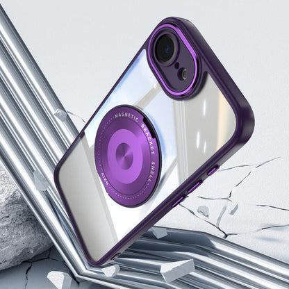 For iPhone 16e 360 Holder Magsafe Acrylic Hybrid TPU Phone Case(Purple) - iPhone 16e Cases by buy2fix | Online Shopping UK | buy2fix