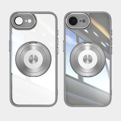 For iPhone 16e 360 Holder Magsafe Acrylic Hybrid TPU Phone Case(Frosted White) - iPhone 16e Cases by buy2fix | Online Shopping UK | buy2fix