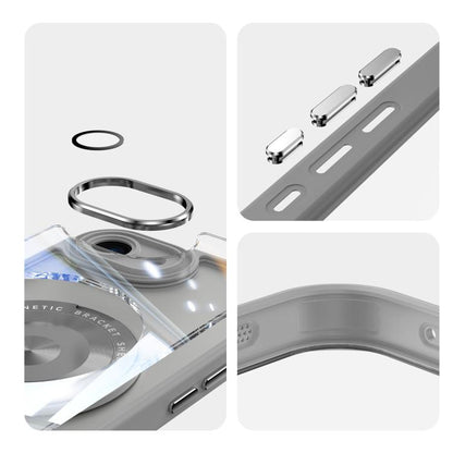 For iPhone 16e 360 Holder Magsafe Acrylic Hybrid TPU Phone Case(Frosted White) - iPhone 16e Cases by buy2fix | Online Shopping UK | buy2fix