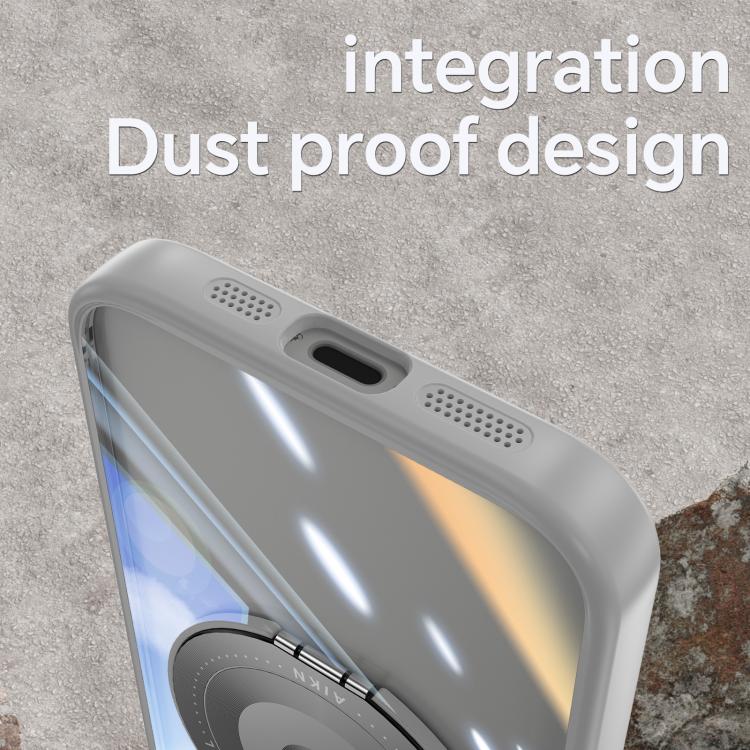 For iPhone 16e 360 Holder Magsafe Acrylic Hybrid TPU Phone Case(Frosted White) - iPhone 16e Cases by buy2fix | Online Shopping UK | buy2fix