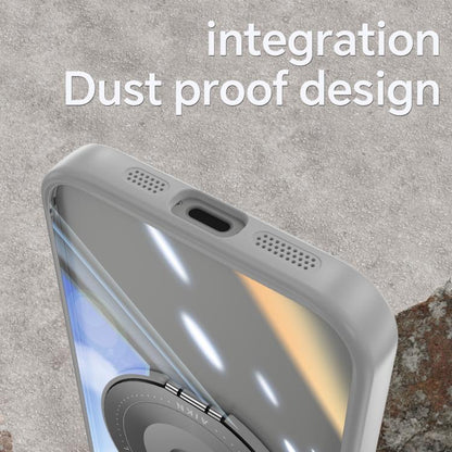 For iPhone 16e 360 Holder Magsafe Acrylic Hybrid TPU Phone Case(Frosted White) - iPhone 16e Cases by buy2fix | Online Shopping UK | buy2fix