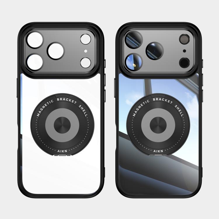 For iPhone 17 Pro Max 360 Holder Magsafe Acrylic Hybrid TPU Phone Case(Black) - iPhone 17 Pro Max Cases by buy2fix | Online Shopping UK | buy2fix