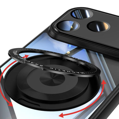 For iPhone 17 Pro Max 360 Holder Magsafe Acrylic Hybrid TPU Phone Case(Black) - iPhone 17 Pro Max Cases by buy2fix | Online Shopping UK | buy2fix